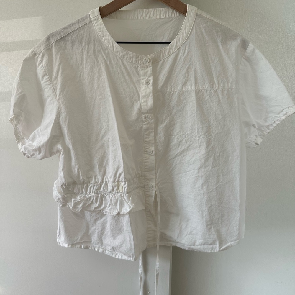 100% Cotton White Button-Up Women's Top